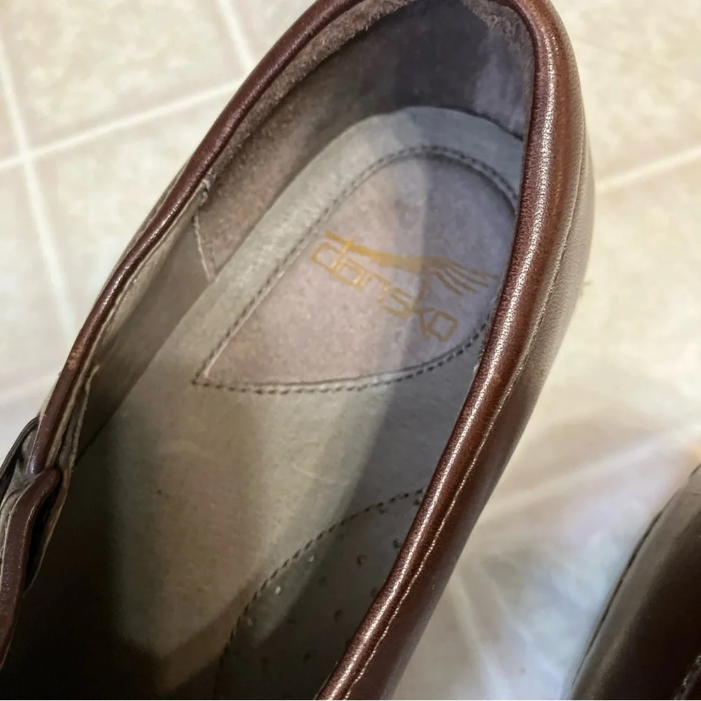 Dansko Stacie Clogs Brown Stitch Sides Block Heel leather 9837457800 size 41 - Picture 5 of 9